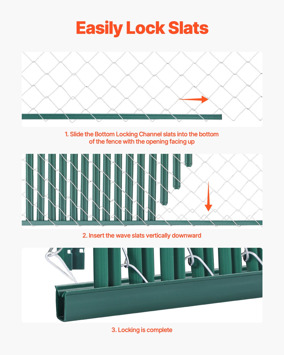 VEVOR Chain Link Fence Privacy Slats Single-Wall for 4' High Fence Bottom Lock 