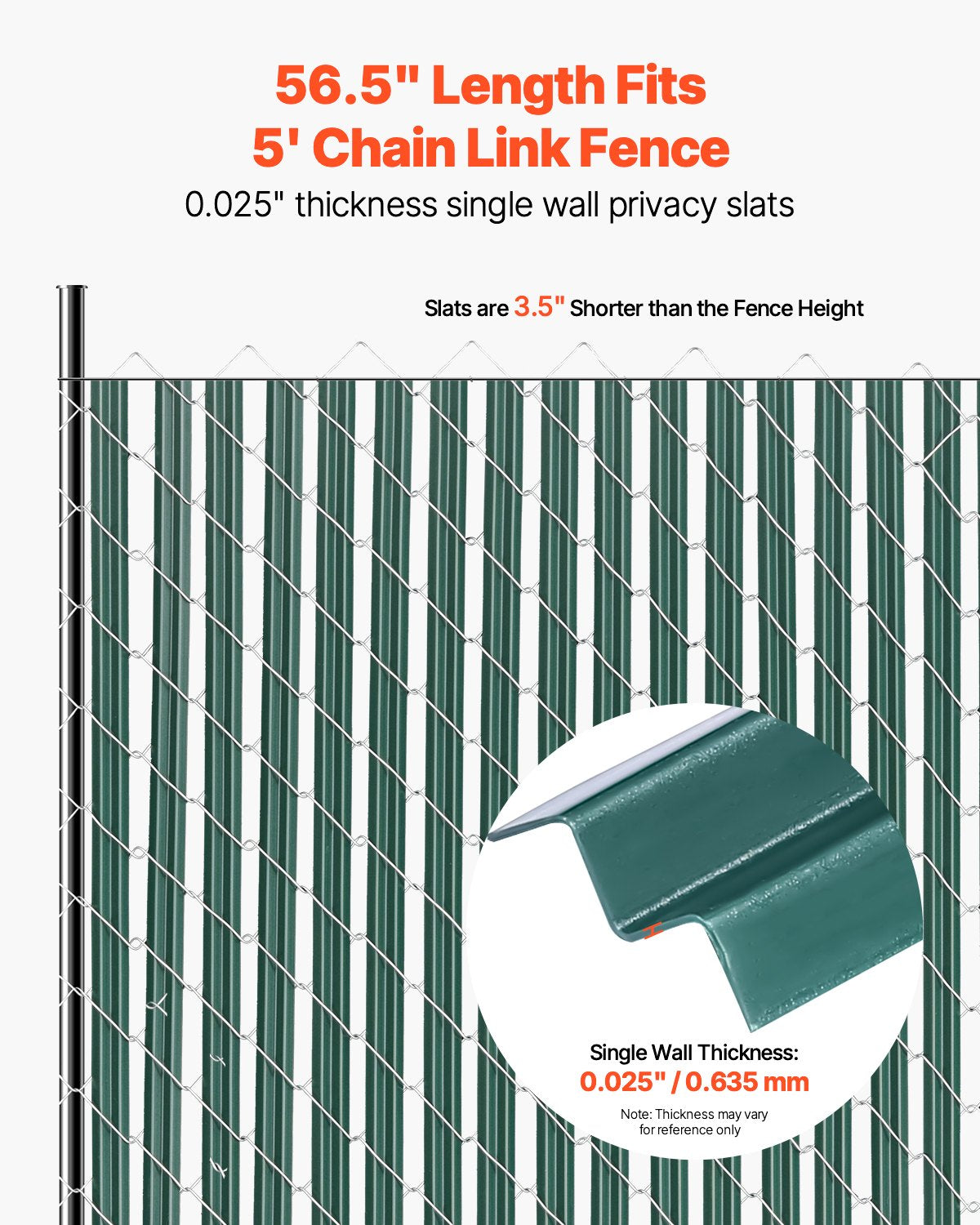 VEVOR Chain Link Fence Privacy Slats Single-Wall for 5' High Fence Bottom Lock 