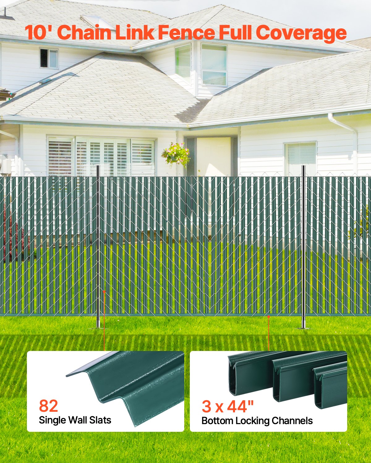 VEVOR Chain Link Fence Privacy Slats Single-Wall for 5' High Fence Bottom Lock 
