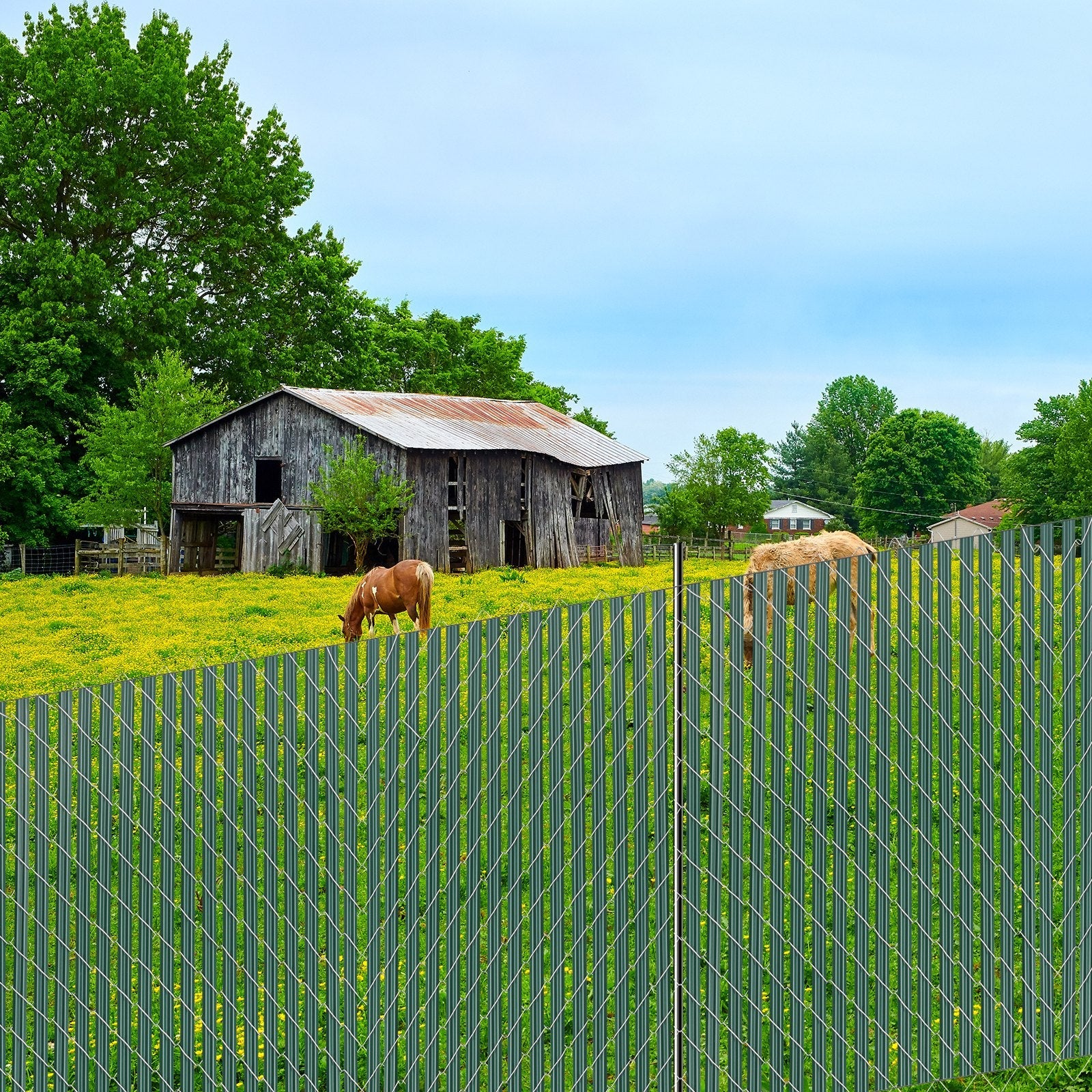 VEVOR Chain Link Fence Privacy Slats Single-Wall for 5' High Fence Bottom Lock 