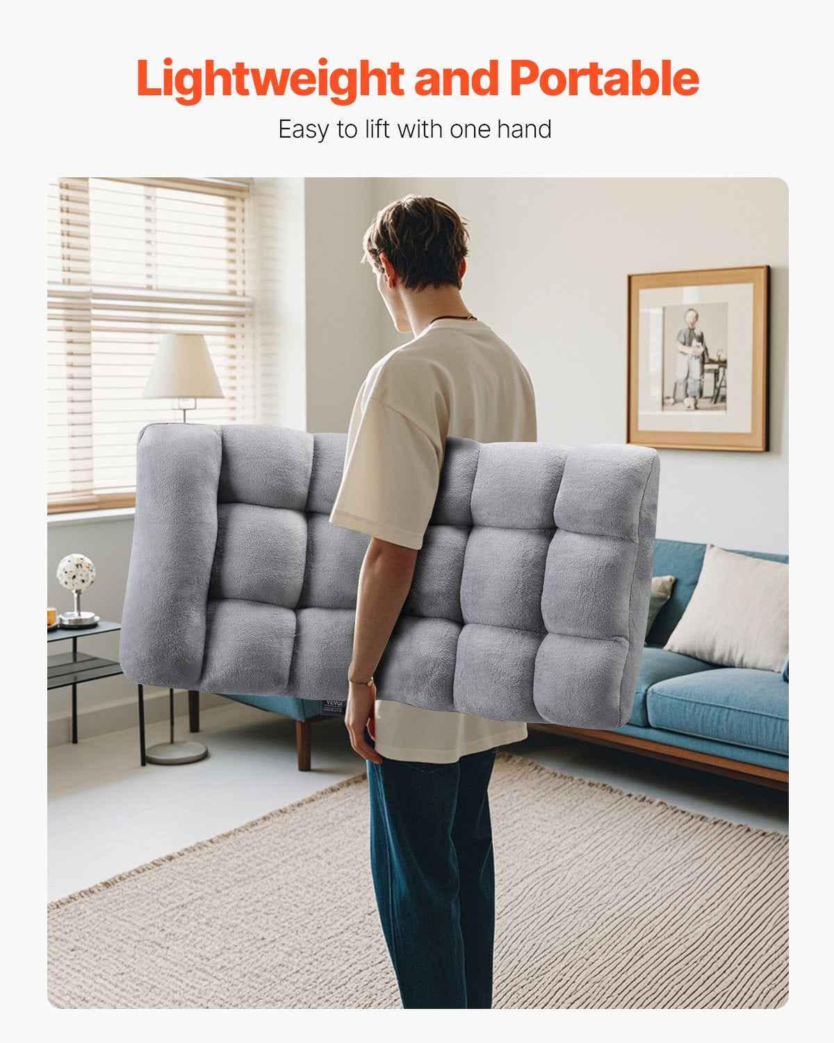 VEVOR Floor Chair with Back Support Folding Sofa Chair 14 Adjustable Positions 
