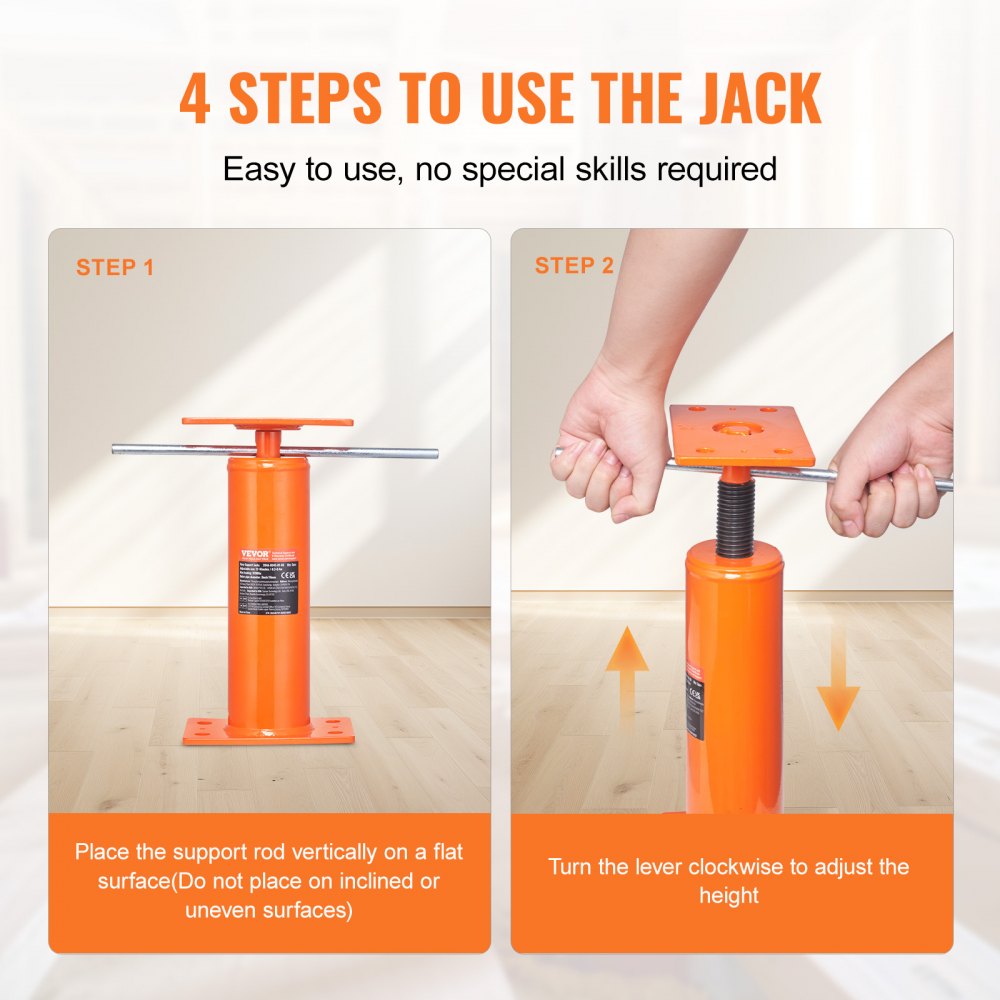 VEVOR Adjustable Floor Jack Post House Floor Leveling Lift 12"-16" Height Range 