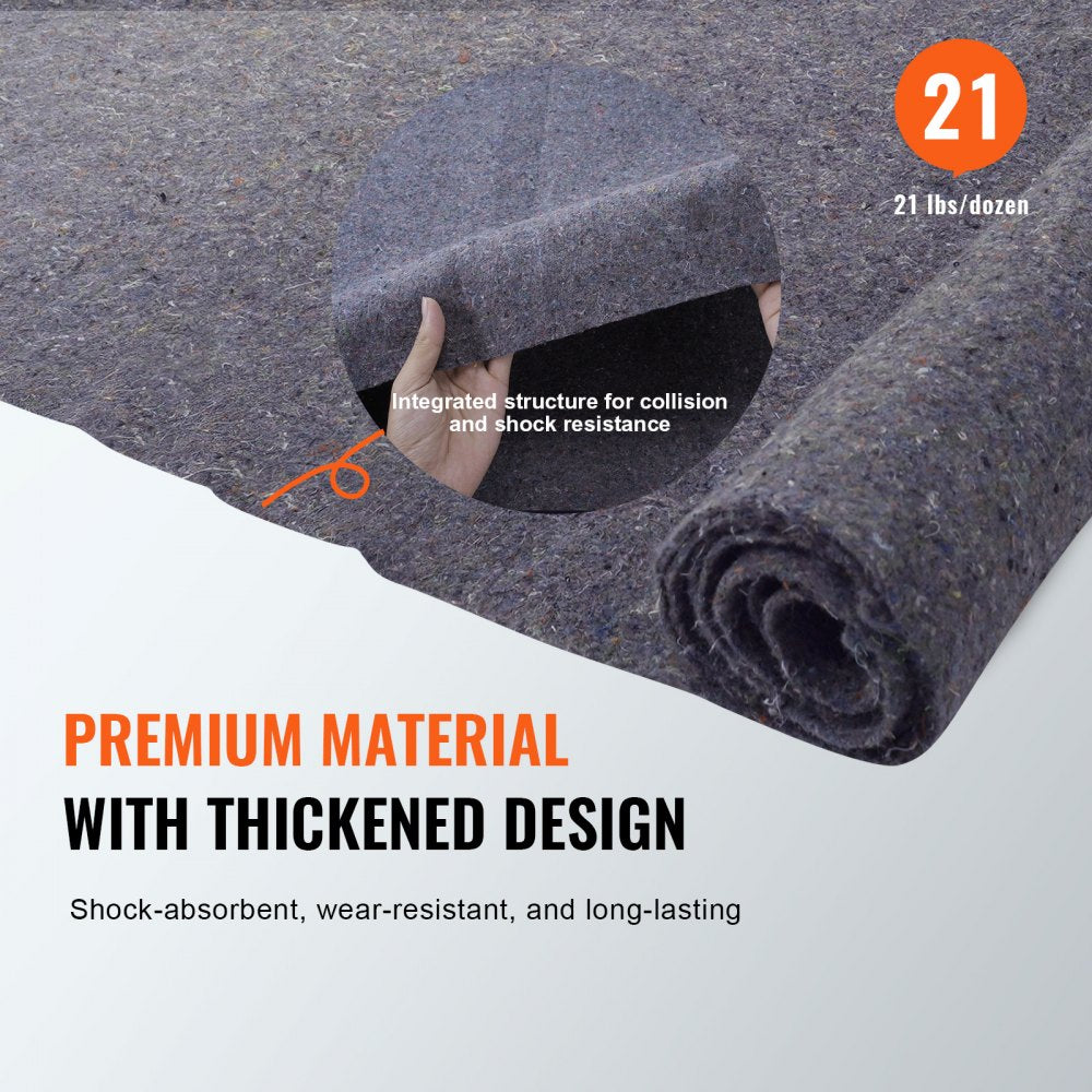 VEVOR Moving Blankets, 72" x 54", 21 lbs/dz Weight, 24 Packs, Professional Recycled Cotton Packing Blanket, Large Heavy Duty Shipping Mover Pads Perfect for Protecting Furniture, Floors, Appliances 
