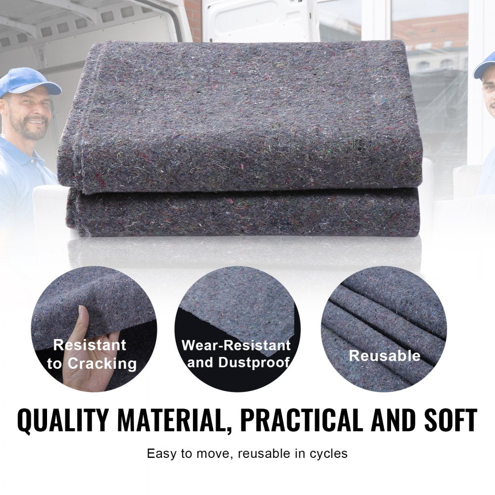 VEVOR Moving Blankets, 72" x 54", 21 lbs/dz Weight, 24 Packs, Professional Recycled Cotton Packing Blanket, Large Heavy Duty Shipping Mover Pads Perfect for Protecting Furniture, Floors, Appliances 