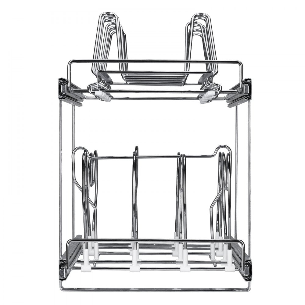 VEVOR Pan and Pot Rack, 2-Tier Expandable Pull Out Under Cabinet Organizer, Cookie Sheet Baking Pans Tray Racks, Adjustable Wire Dividers, Steel Lid Holder for Kitchen Cabinet & Pantry Storage, 12"W 