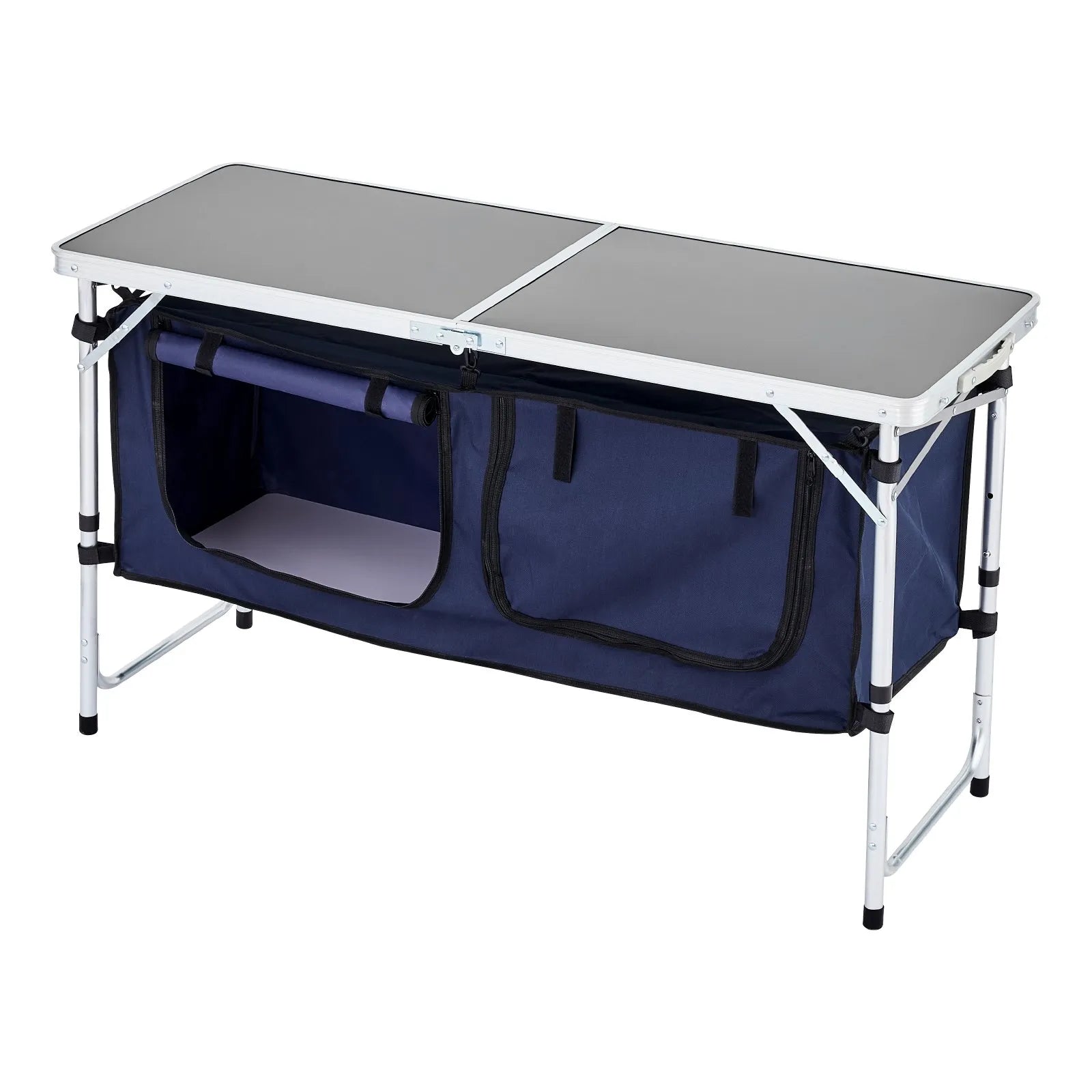 Camping Kitchen Table – Folding Outdoor Cook Station with Storage & Carry Bag