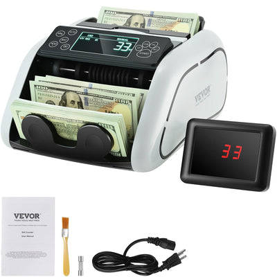 VEVOR Money Counter Machine, Bill Counter with UV, MG, IR and DD Counterfeit Detection, USD & EUR Cash Counting Machine with Large LCD & External Display for Small Business?Not applicable to Canadian dollars 