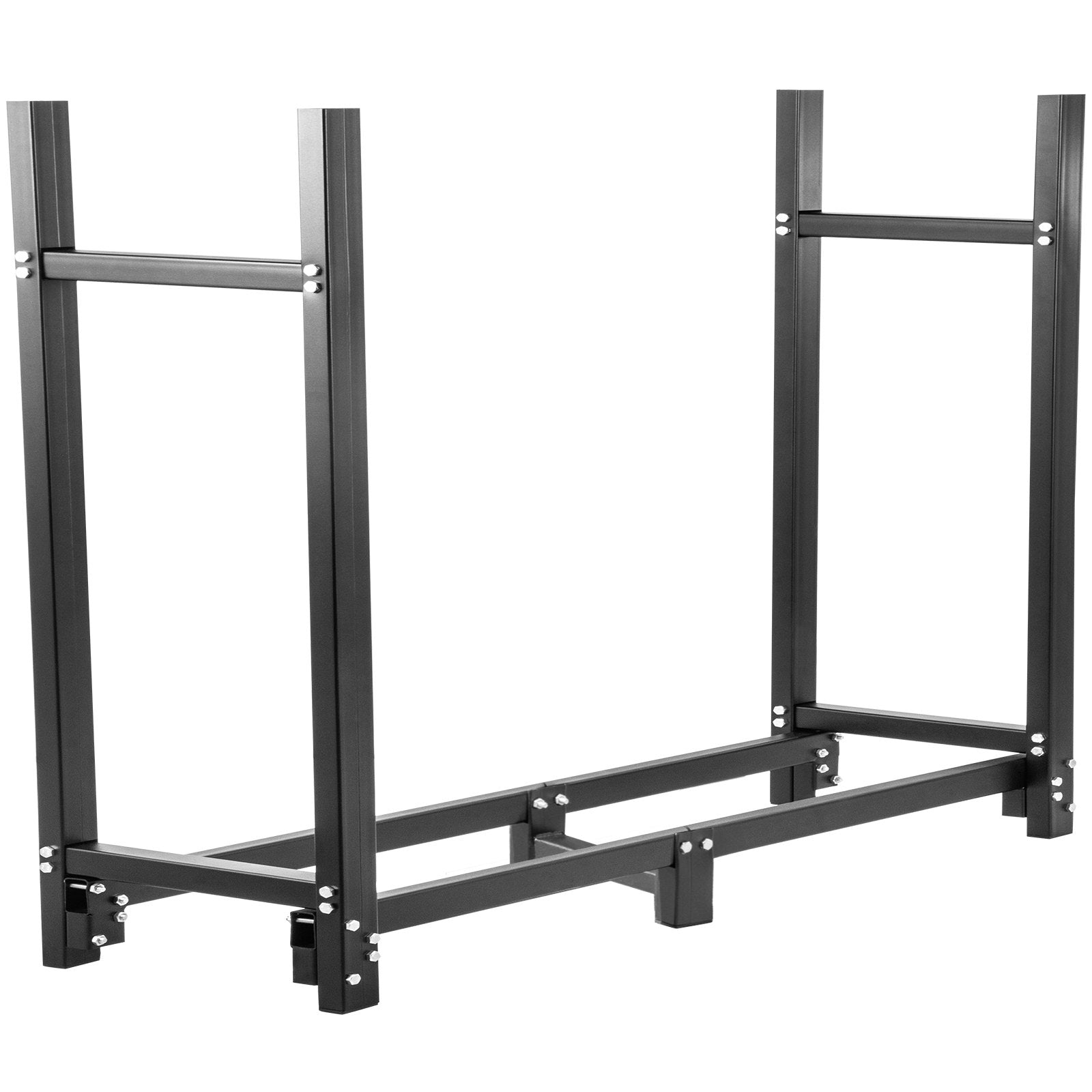 VEVOR Firewood Log Rack, 8ft Firewood Rack Outdoor, Black Firewood Rack stand, Steel Outdoor Wood Rack, Firewood Log Holder with Load Capacity 1300lbs, Firewood Rack with Cover & Fireplace Tool Set 