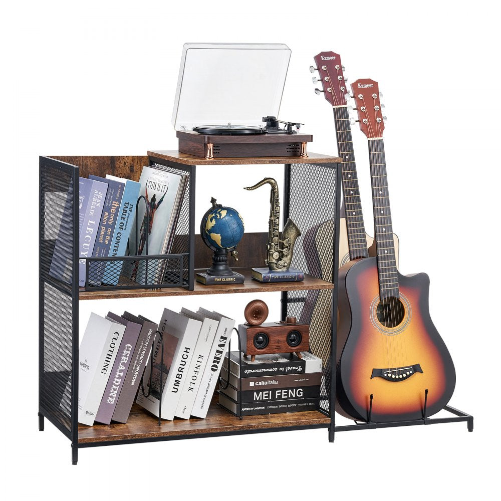 VEVOR Record Player Stand 3-Tier Metal Turntable Stand with Guitar Store Black 