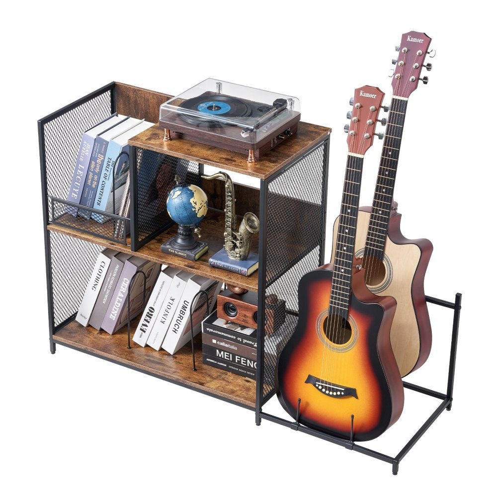 VEVOR Record Player Stand 3-Tier Metal Turntable Stand with Guitar Store Black 