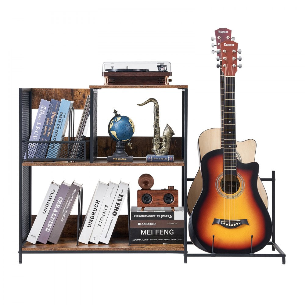 VEVOR Record Player Stand 3-Tier Metal Turntable Stand with Guitar Store Black 