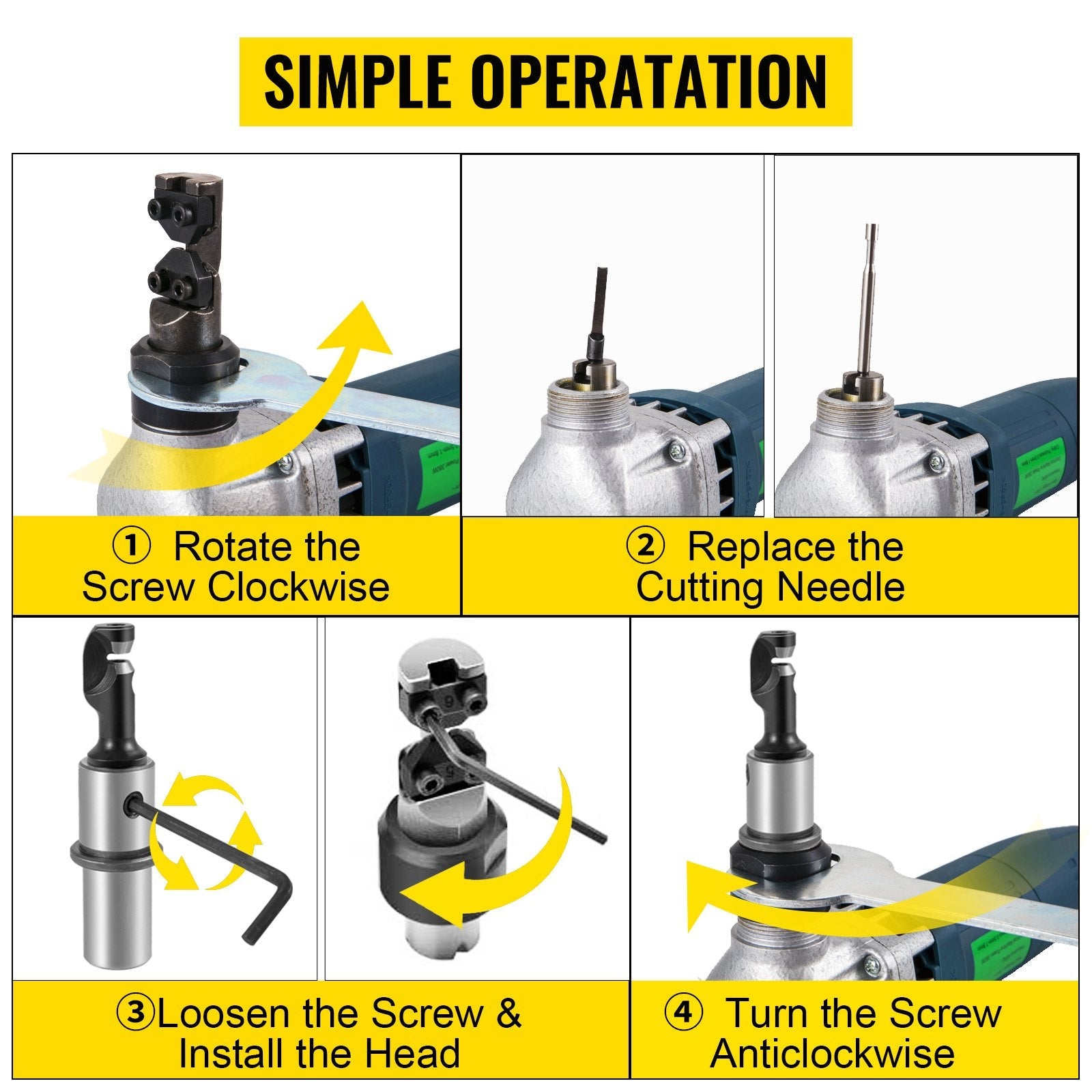 VEVOR Sheet Metal Nibbler 380W, Electric Metal Nibbler 1800RPM High Speed Rotor 0.07in/1.8mm, Metal Nibbler Cutter w Replaced Blades Storage Case for Cutting Stainless Steel, Aluminium, Plastic 