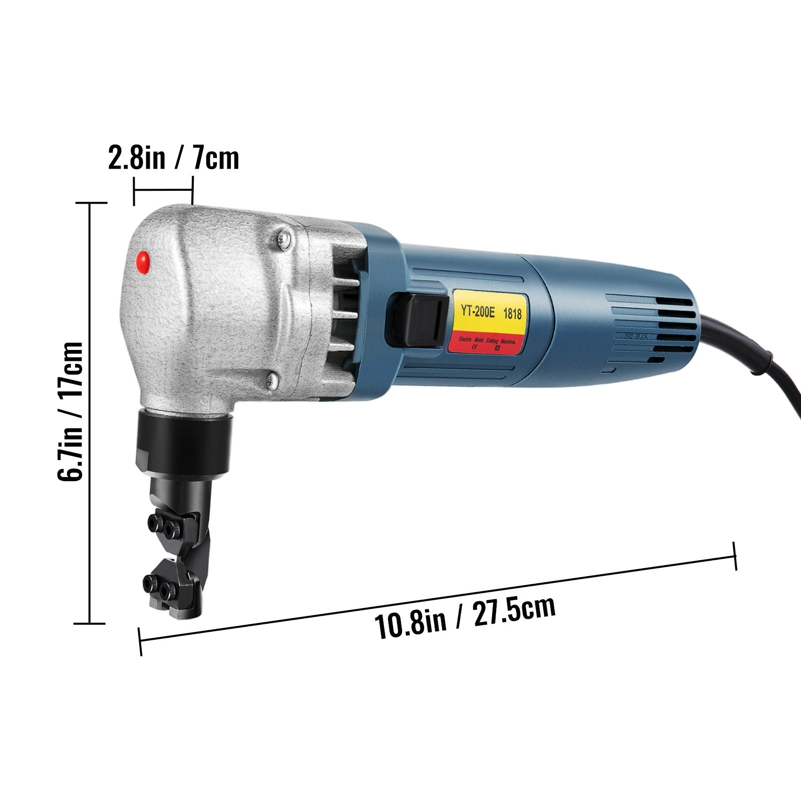 VEVOR Sheet Metal Nibbler 380W, Electric Metal Nibbler 1800RPM High Speed Rotor 0.07in/1.8mm, Metal Nibbler Cutter w Replaced Blades Storage Case for Cutting Stainless Steel, Aluminium, Plastic 