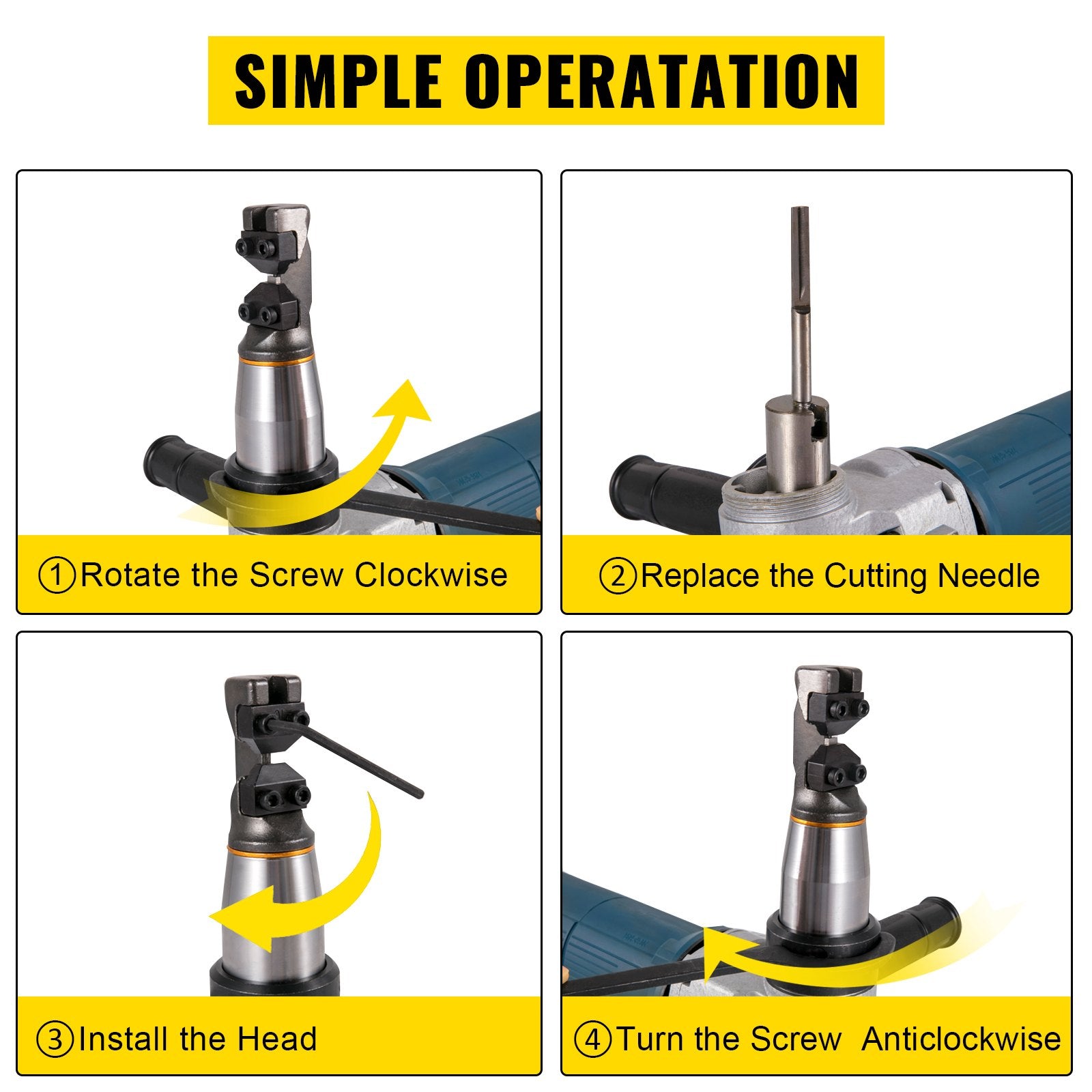 VEVOR Electric Metal Nibbler 625W Nibbler Metal Cutter 1000RPM High Speed Rotor 0.16in/4mm Metal Nibbler 110V w Replaced Blades Storage Case Sheet Metal Nibbler for Cutting Stainless Steel, Aluminium 