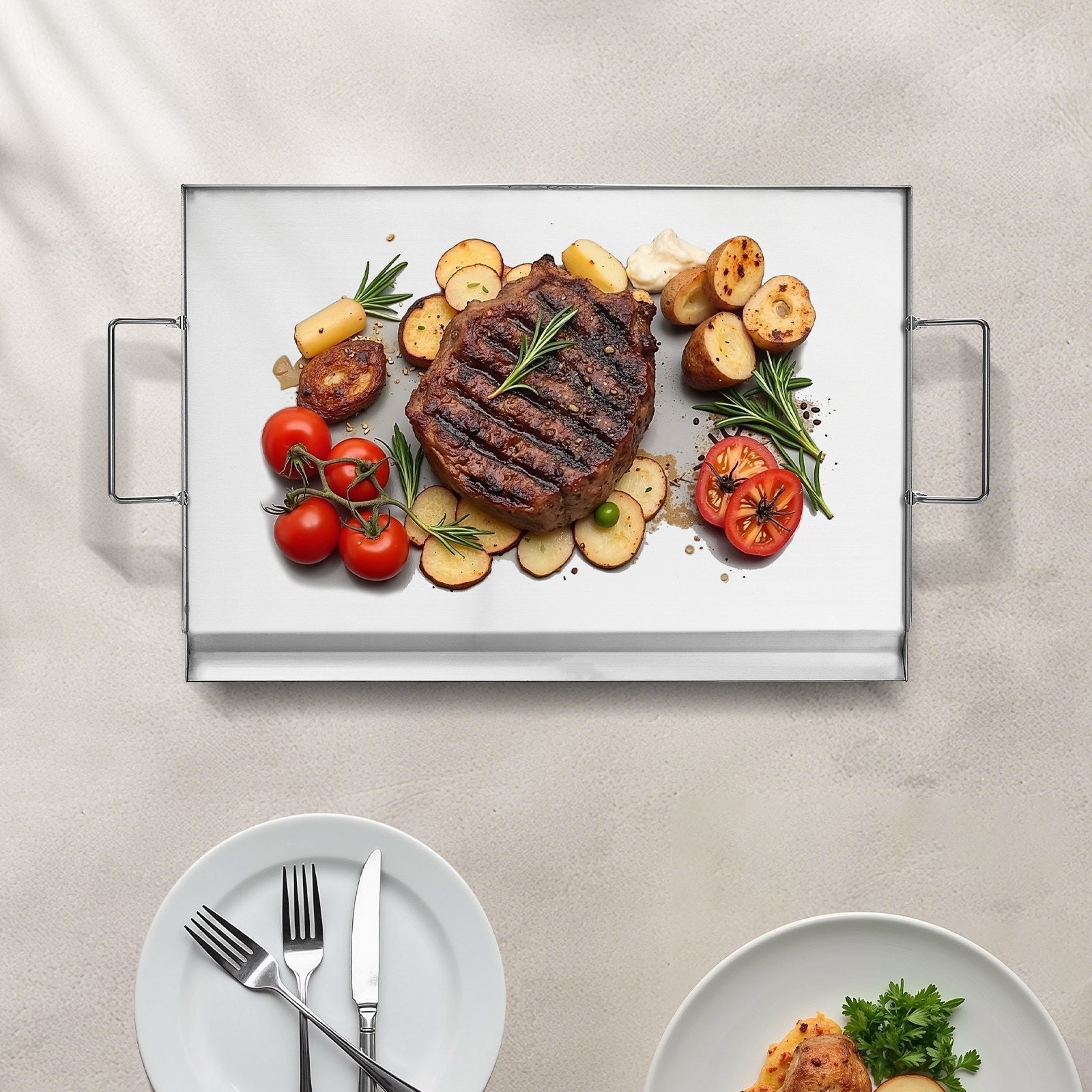 VEVOR 23x16 in Flat Top Griddle Stainless Steel Universal BBQ Grill Pan Cookware 
