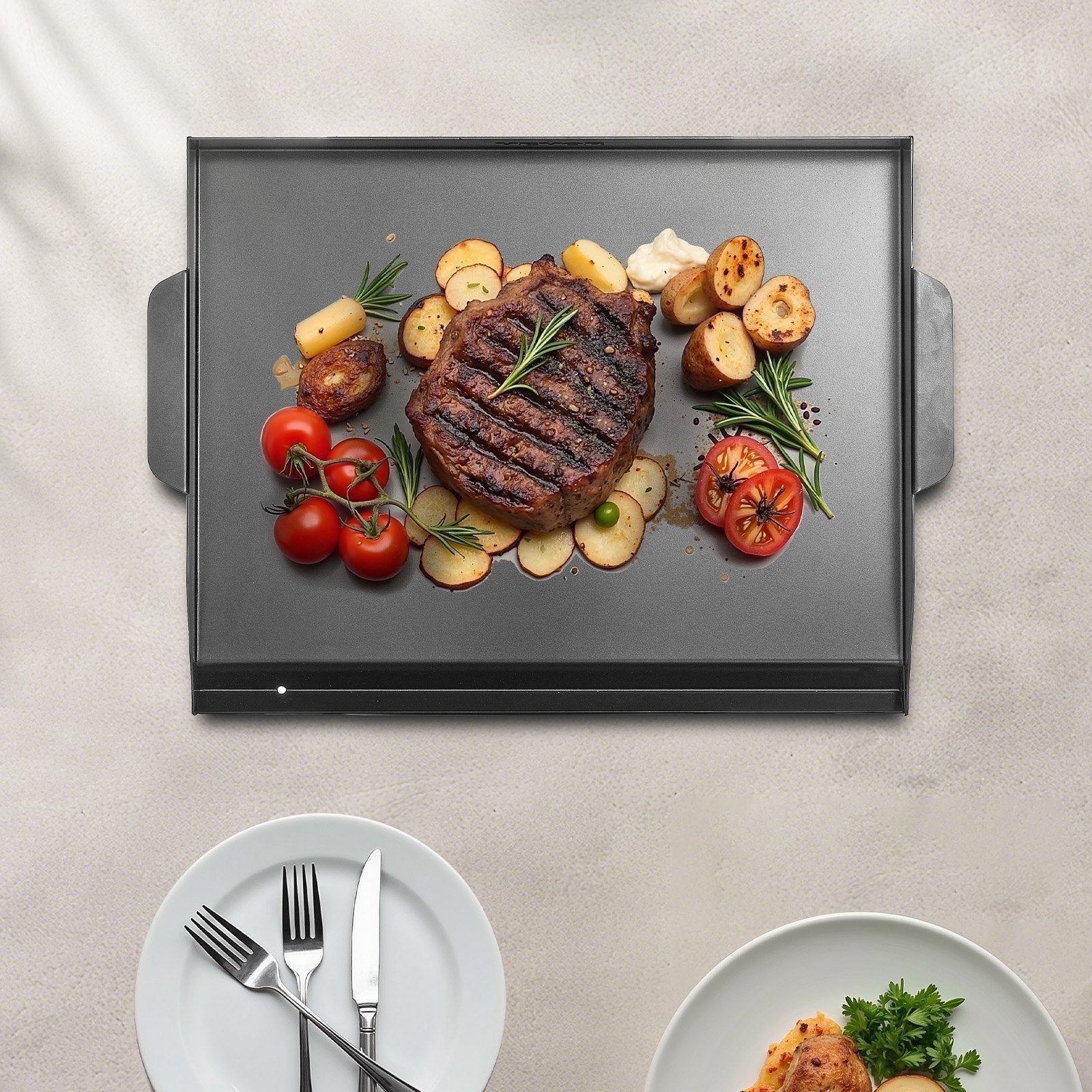 VEVOR 22x16 in Flat Top Griddle Carbon Steel Universal BBQ Grill Pan Cookware 