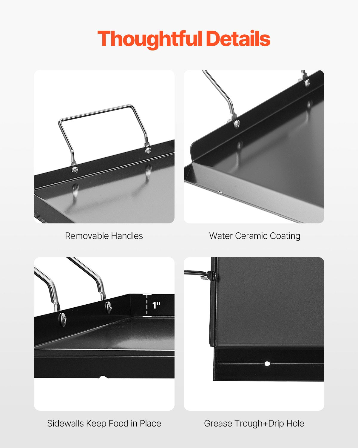 VEVOR 32x14 in Flat Top Griddle Carbon Steel Universal BBQ Grill Pan Cookware 