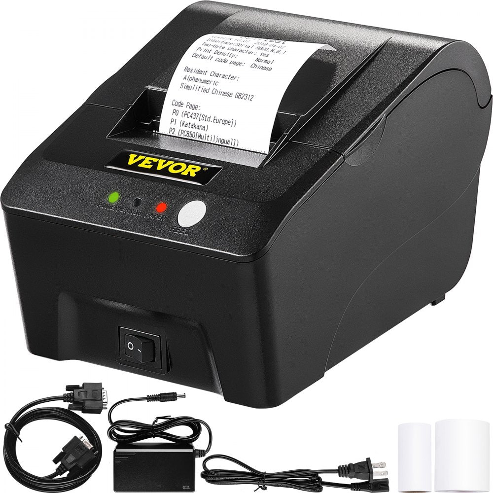 VEVOR Printer Receipt, 58mm Thermal Printer, ESC/POS Command Thermal Receipt Printer, Portable for Bank, Supermarket, Office, Restaurant Support Win 2003/XP/7/8/10 & Cashbox Driver 
