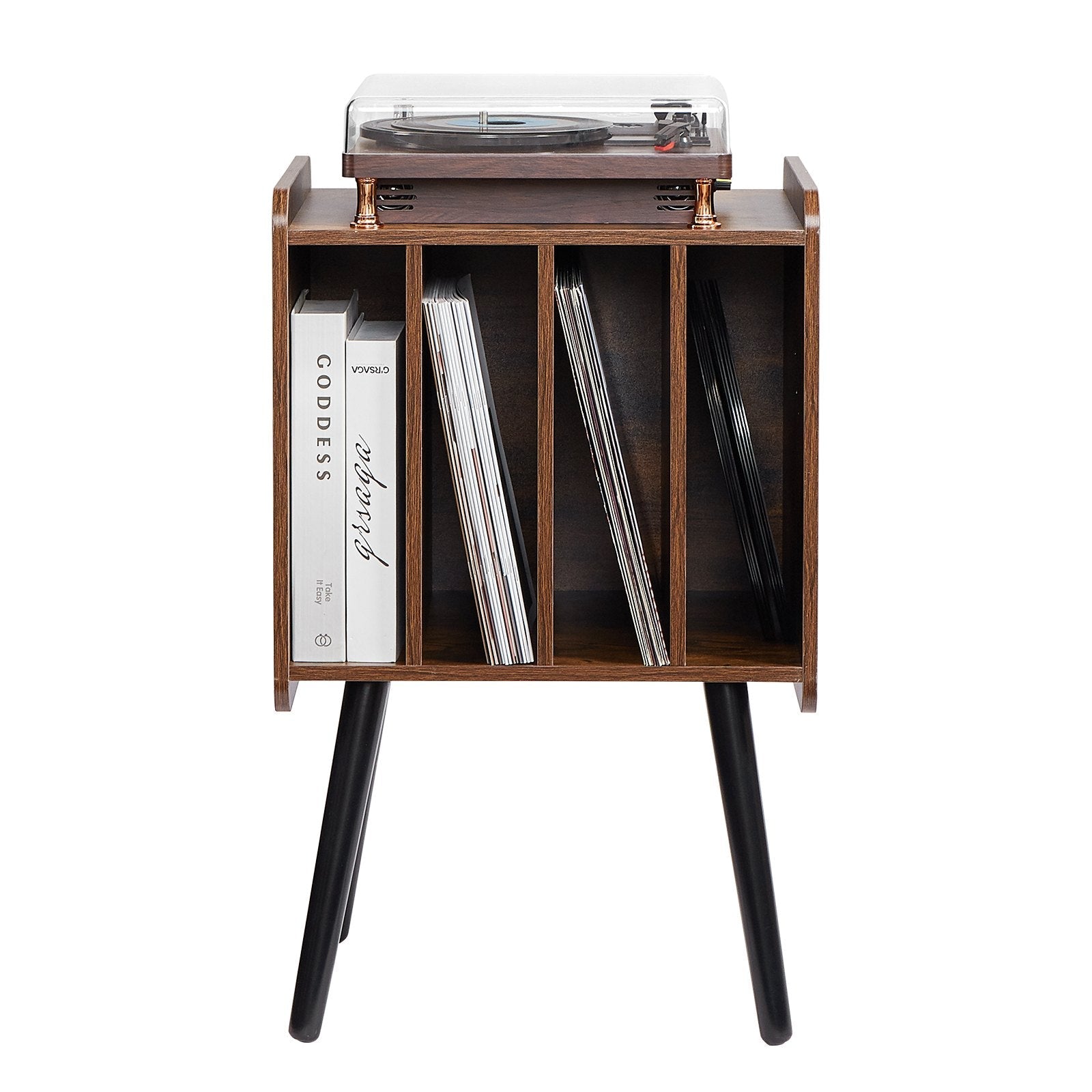 VEVOR Record Player Stand 2-Tier Wood Vinyl Record Stand up to 100 Albums Brown 