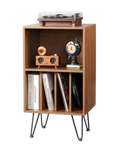 VEVOR 3-Tier Record Player Stand Metal Vinyl Record Stand up to 150 Album Brown 