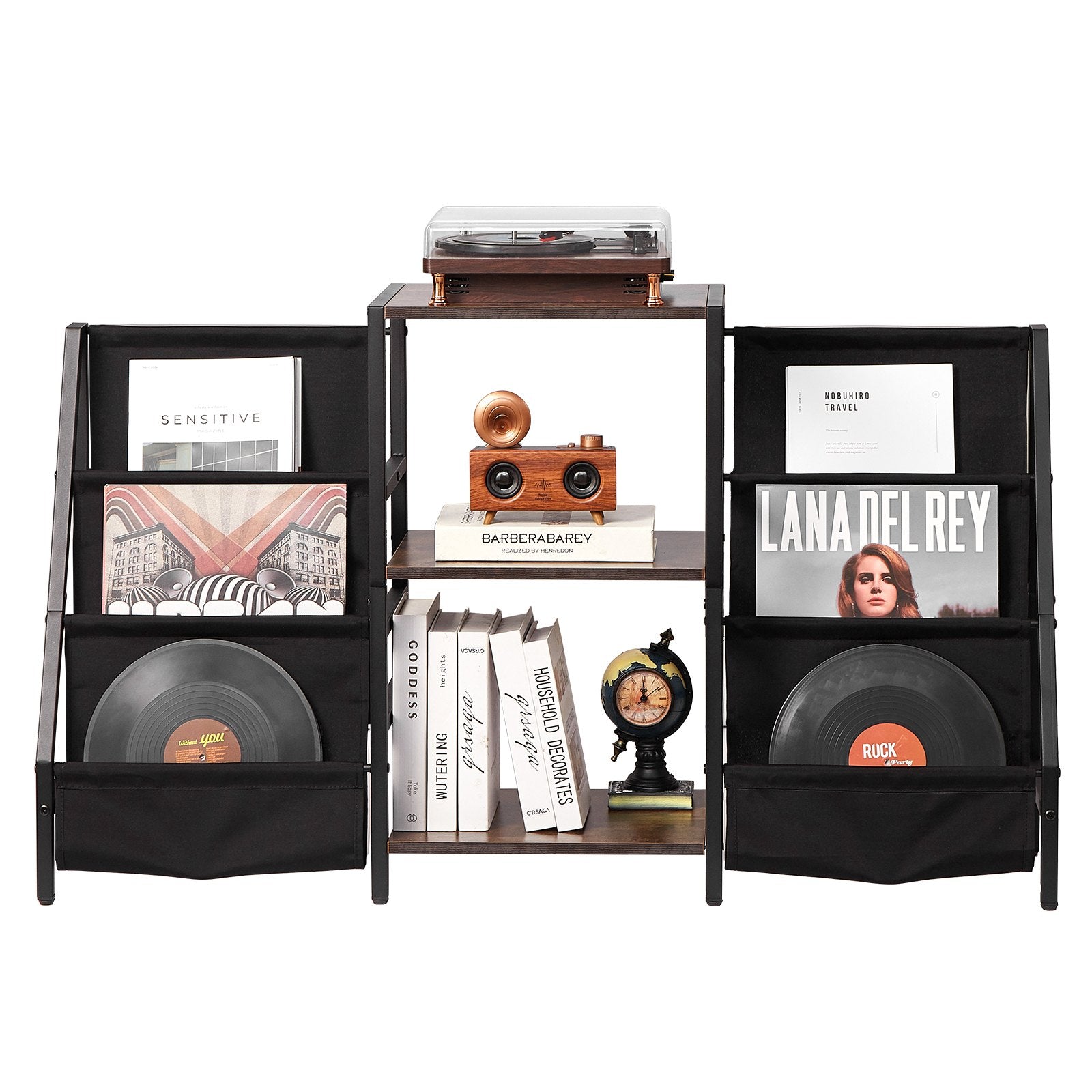 VEVOR 3-Tier Record Player Stand Metal Vinyl Record Stand up to 280 Album Black 