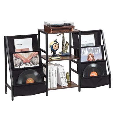 VEVOR 3-Tier Record Player Stand Metal Vinyl Record Stand up to 280 Album Black 