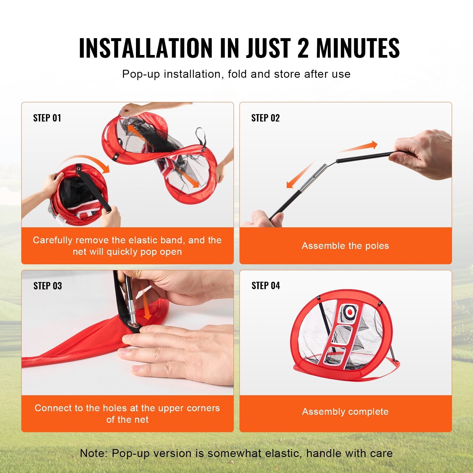 VEVOR Golf Chipping Net, Pop Up Golf Practice Net, Portable Indoor Outdoor Home Golf Hitting Aid Net with Target and Carry Bag, for Backyard Driving Training Swing, Gift for Men, Golf Lover, Red 