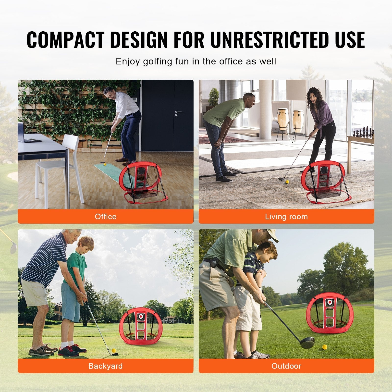 VEVOR Golf Chipping Net, Pop Up Golf Practice Net, Portable Indoor Outdoor Home Golf Hitting Aid Net with Target and Carry Bag, for Backyard Driving Training Swing, Gift for Men, Golf Lover, Red 