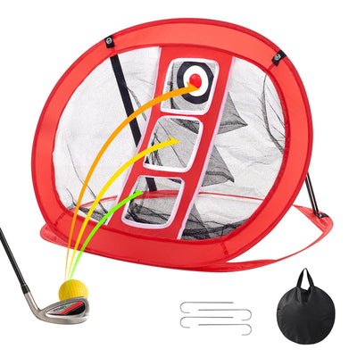 VEVOR Golf Chipping Net, Pop Up Golf Practice Net, Portable Indoor Outdoor Home Golf Hitting Aid Net with Target and Carry Bag, for Backyard Driving Training Swing, Gift for Men, Golf Lover, Red 