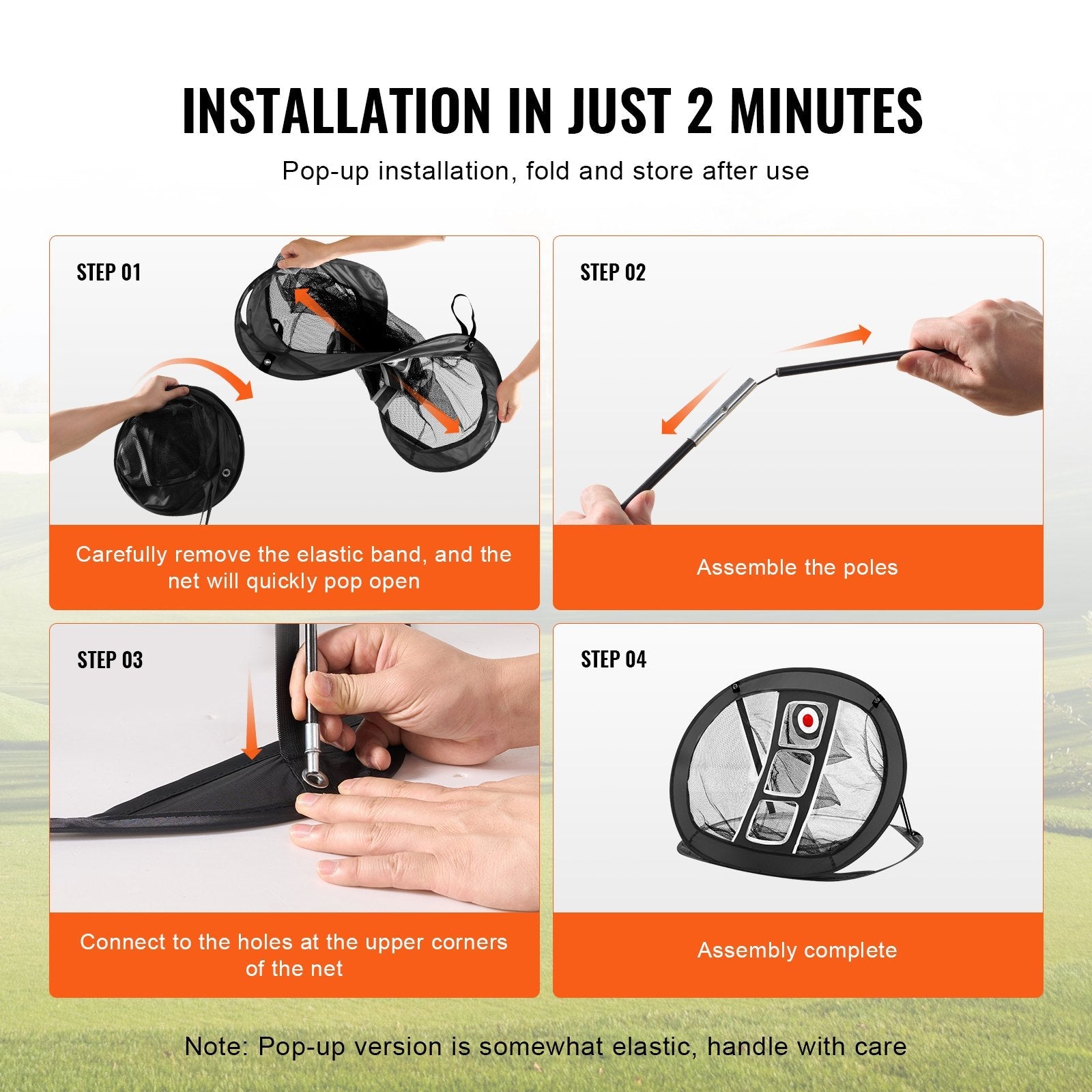 VEVOR Golf Chipping Net, Pop Up Golf Practice Net, Portable Indoor Outdoor Home Golf Hitting Aid Net with Target/Mat/Balls/Tee/Carry Bag, for Backyard Driving Training Swing, Gift for Men, Black 