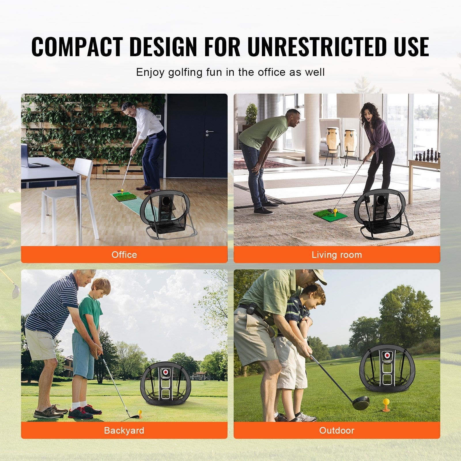 VEVOR Golf Chipping Net, Pop Up Golf Practice Net, Portable Indoor Outdoor Home Golf Hitting Aid Net with Target/Mat/Balls/Tee/Carry Bag, for Backyard Driving Training Swing, Gift for Men, Black 