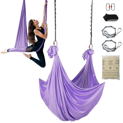 VEVOR Aerial Yoga Hammock & Swing, 4.4 Yards, Yoga Starter Kit with 100gsm Nylon Fabric, Full Rigging Hardware and Easy Set-up Guide, Antigravity Flying for All Levels Fitness Bodybuilding, Purple 