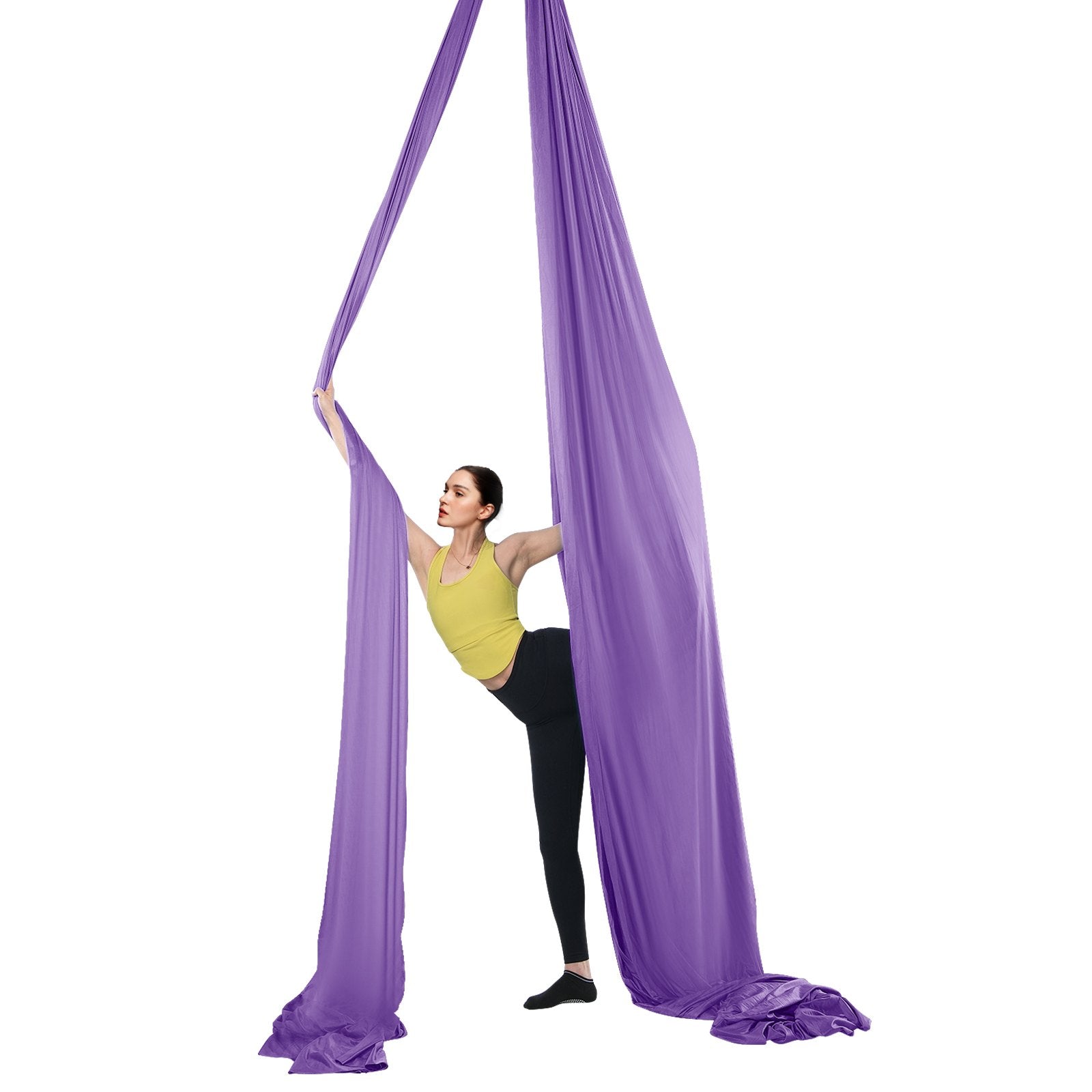 VEVOR Aerial Yoga Hammock & Swing, 4.4 Yards, Yoga Starter Kit with 100gsm Nylon Fabric, Full Rigging Hardware and Easy Set-up Guide, Antigravity Flying for All Levels Fitness Bodybuilding, Purple 