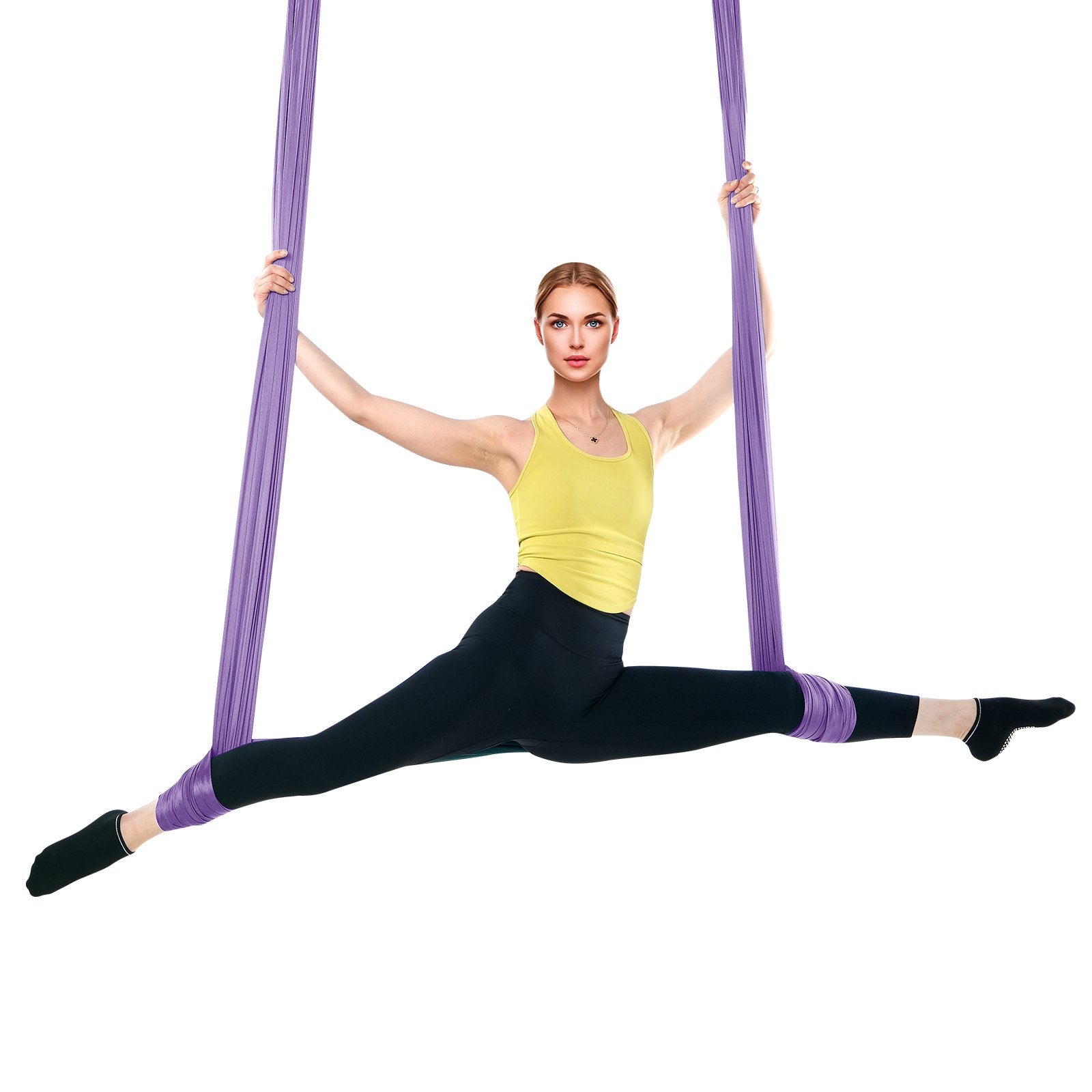 VEVOR Aerial Yoga Hammock & Swing, 4.4 Yards, Yoga Starter Kit with 100gsm Nylon Fabric, Full Rigging Hardware and Easy Set-up Guide, Antigravity Flying for All Levels Fitness Bodybuilding, Purple 