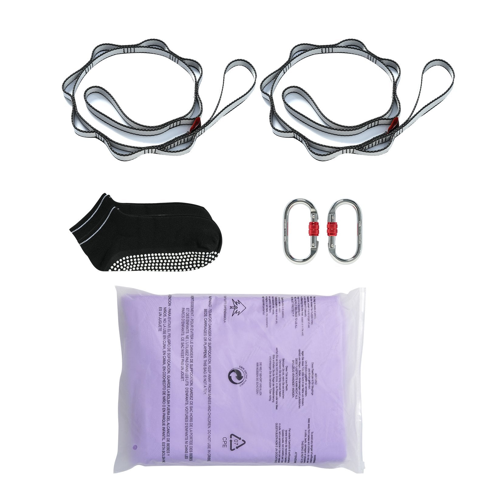 VEVOR Aerial Yoga Hammock & Swing, 4.4 Yards, Yoga Starter Kit with 100gsm Nylon Fabric, Full Rigging Hardware and Easy Set-up Guide, Antigravity Flying for All Levels Fitness Bodybuilding, Purple 