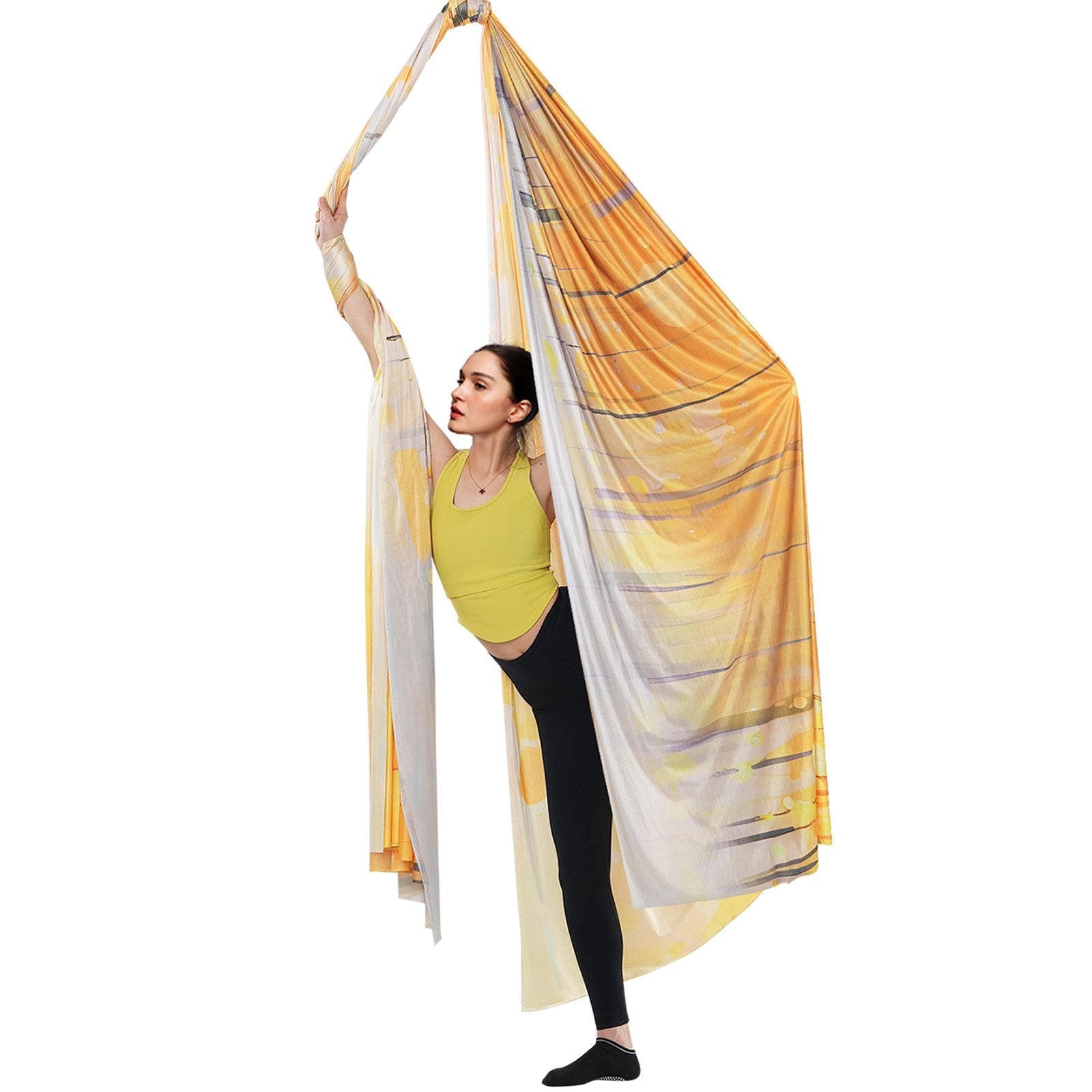 VEVOR Aerial Yoga Hammock & Swing, 5.5 Yards, Aerial Yoga Starter Kit with 100gsm Nylon Fabric, Full Rigging Hardware & Easy Set-up Guide, Antigravity Flying for All Levels Fitness Bodybuilding, Gold 