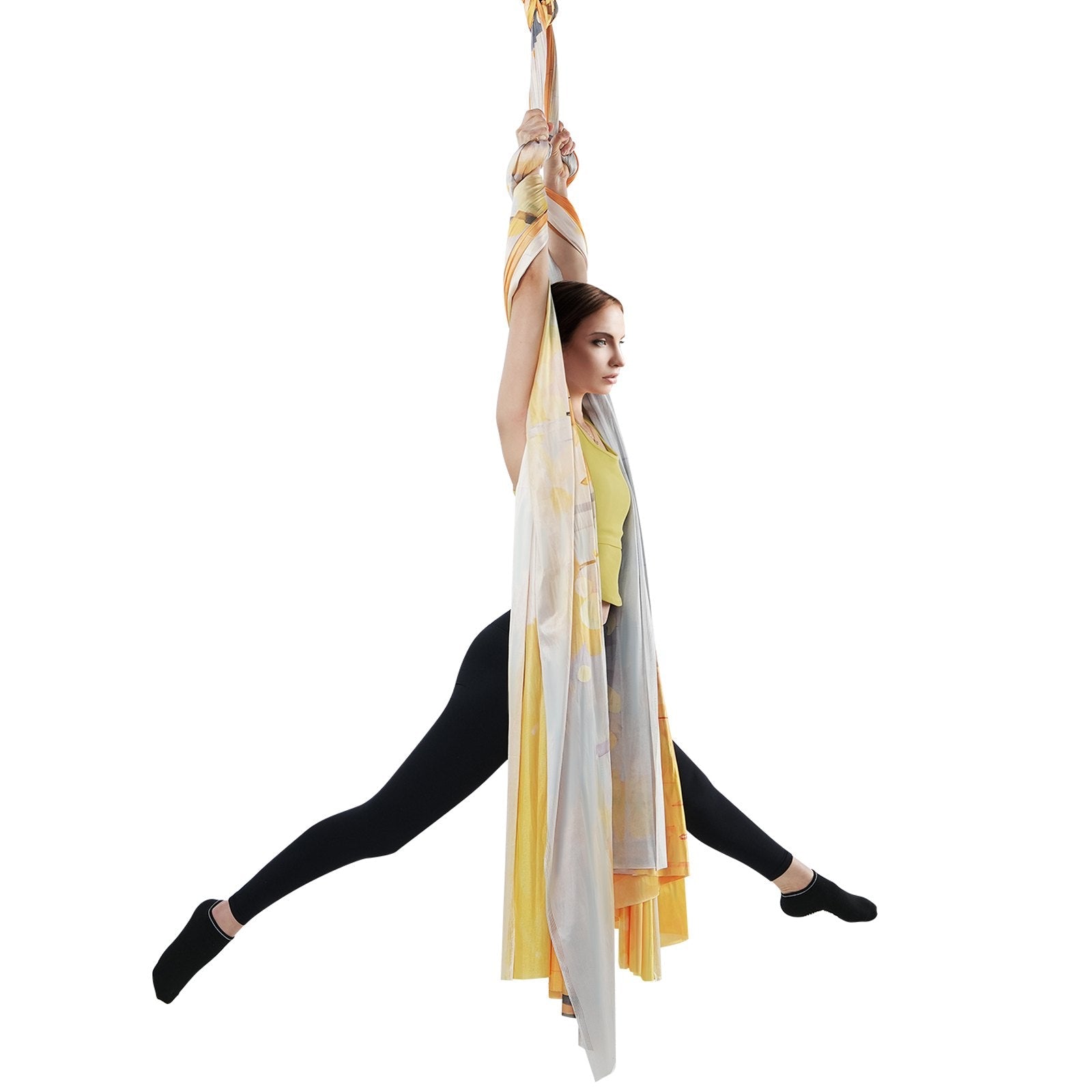 VEVOR Aerial Yoga Hammock & Swing, 5.5 Yards, Aerial Yoga Starter Kit with 100gsm Nylon Fabric, Full Rigging Hardware & Easy Set-up Guide, Antigravity Flying for All Levels Fitness Bodybuilding, Gold 