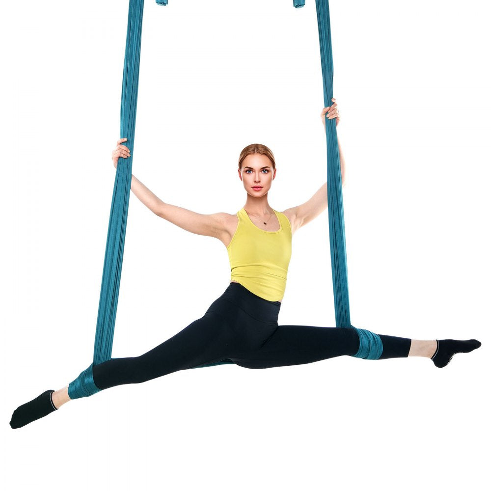 VEVOR Aerial Yoga Hammock & Swing, 5.5 Yards, Aerial Yoga Starter Kit with 100gsm Nylon Fabric, Full Rigging Hardware & Easy Set-up Guide, Antigravity Flying for All Levels Fitness Bodybuilding, Green 