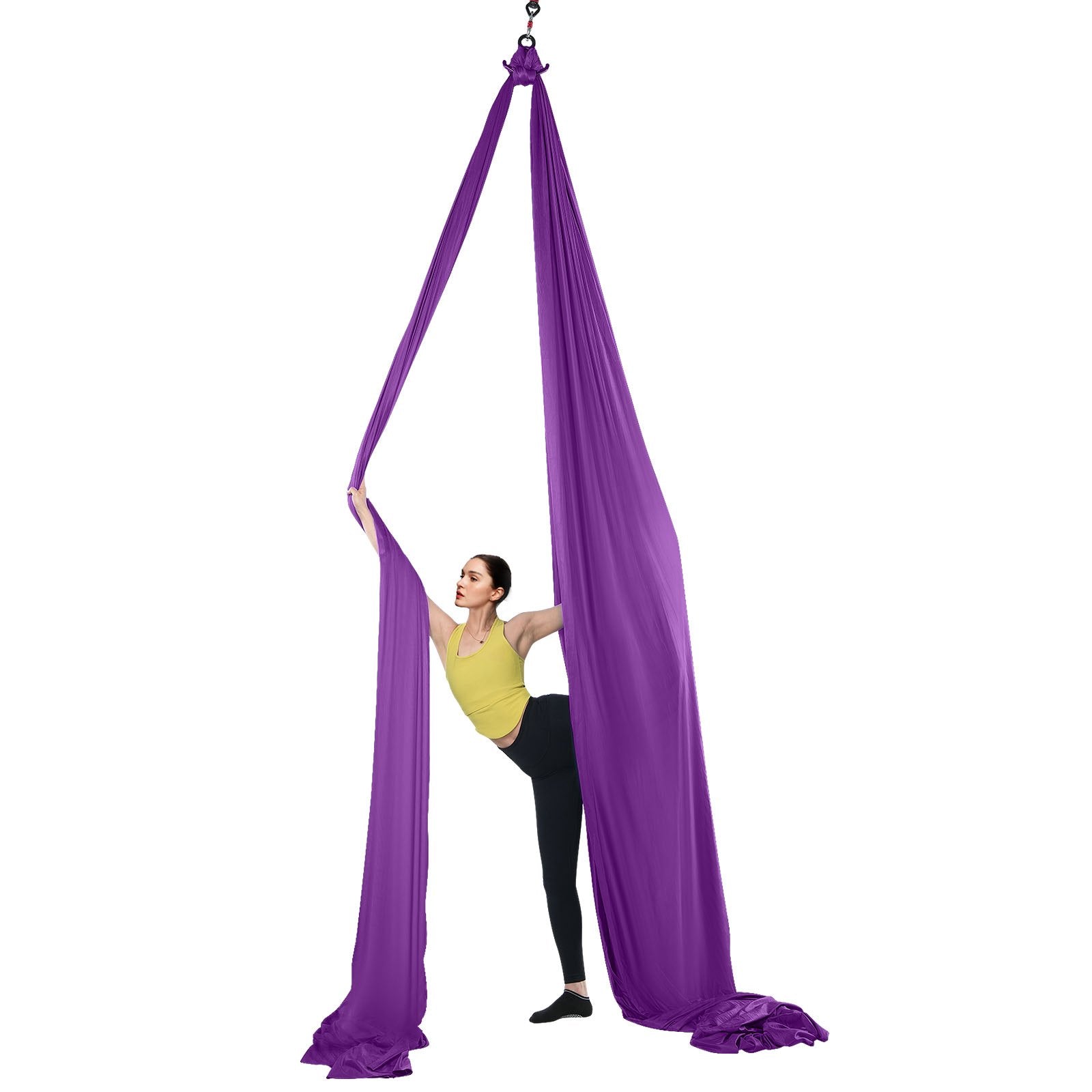 VEVOR Aerial Silk & Yoga Swing, 8.7 Yards, Aerial Yoga Hammock Kit with 100gsm Nylon Fabric, Full Rigging Hardware & Easy Set-up Guide, Antigravity Flying for All Levels Fitness Bodybuilding, Purple 