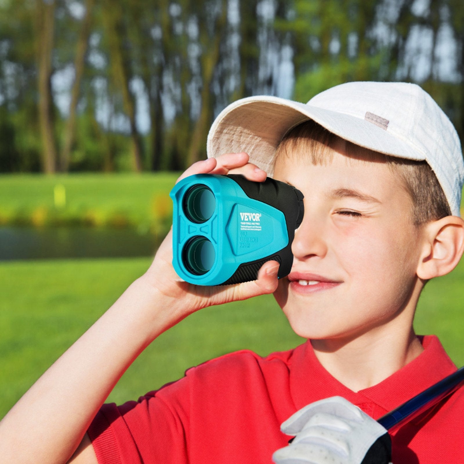 VEVOR Golf Rangefinder, 1300 Yards Laser Golfing Hunting Range Finder, 6X Magnification Distance Measuring, Golfing Accessory with External Magnet Mount, High-Precision Flag Lock, Slope, and Batteries 