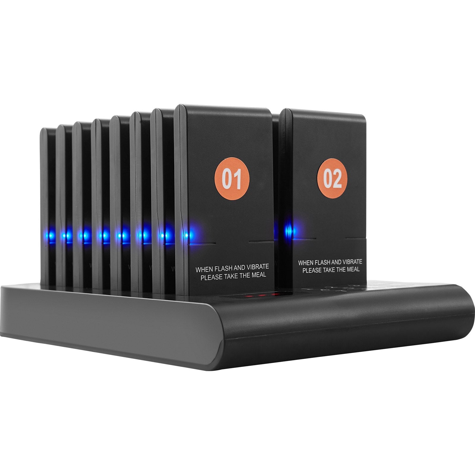 VEVOR Restaurant Pager System, Wireless 500m Long Range Lineup Waiting Queue Signal, Guest Customer Calling Beepers with Vibration & Flashing, 16 Buzzers for Food Truck, Church, Nursery, Hospital 