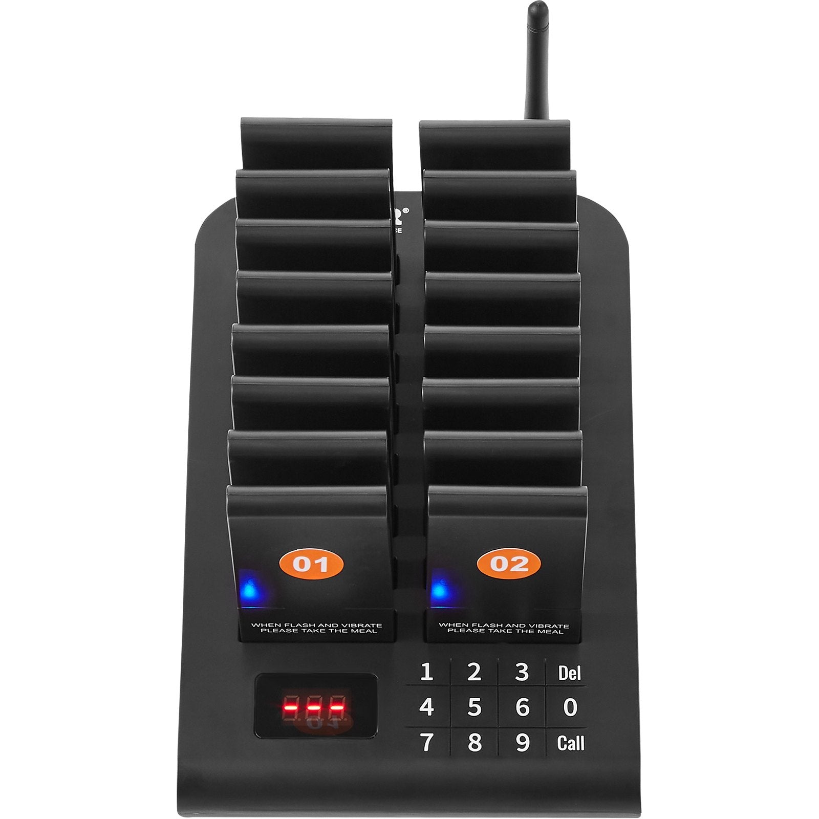 VEVOR Restaurant Pager System, Wireless 500m Long Range Lineup Waiting Queue Signal, Guest Customer Calling Beepers with Vibration & Flashing, 16 Buzzers for Food Truck, Church, Nursery, Hospital 