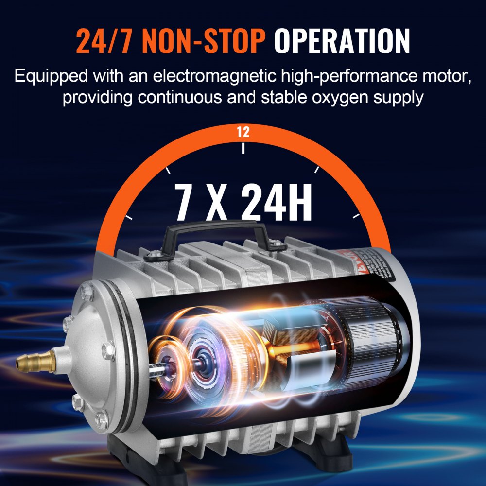 VEVOR Electromagnetic Commercial Air Pump, 50W, 1110 GPH Hydroponic Air Pump with 8-Port Distributor Connecting Hose Check Valves Stainless Steel Diaphragm, for Aquarium, Fish Tank, Pond & Hydroponics 