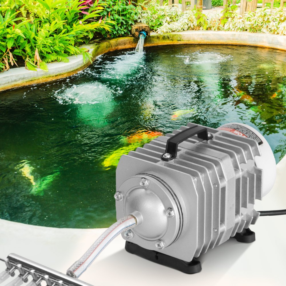 VEVOR Electromagnetic Commercial Air Pump, 50W, 1110 GPH Hydroponic Air Pump with 8-Port Distributor Connecting Hose Check Valves Stainless Steel Diaphragm, for Aquarium, Fish Tank, Pond & Hydroponics 