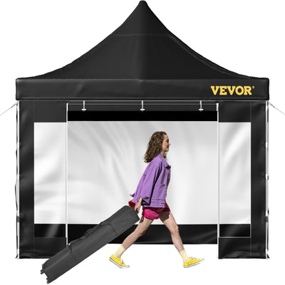 VEVOR Pop Up Canopy Tent, 10 x 10 FT, Outdoor Patio Gazebo Tent with Removable Sidewalls and Wheeled Bag, UV Resistant Waterproof Instant Gazebo Shelter for Party, Garden, Backyard, Black 