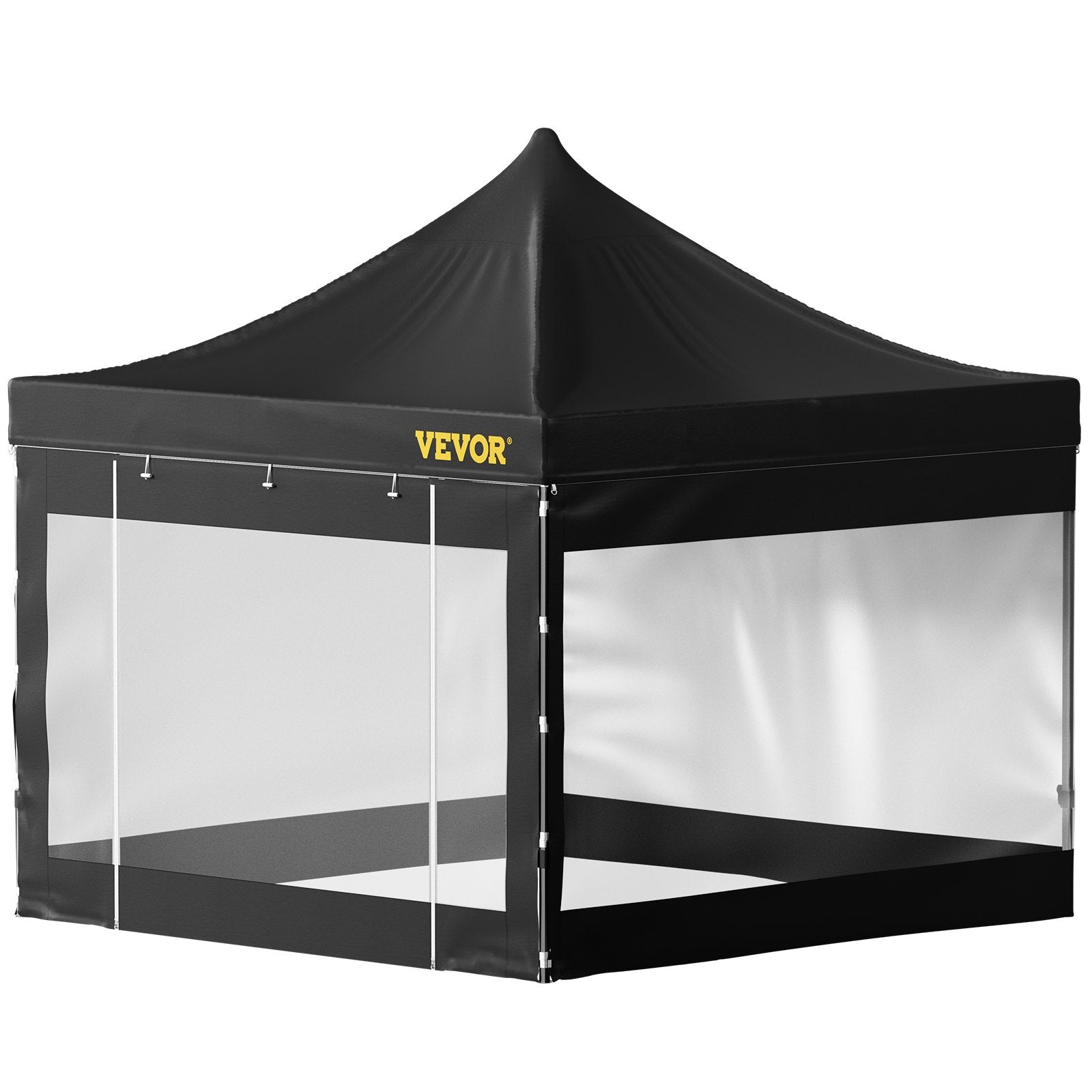 VEVOR Pop Up Canopy Tent, 10 x 10 FT, Outdoor Patio Gazebo Tent with Removable Sidewalls and Wheeled Bag, UV Resistant Waterproof Instant Gazebo Shelter for Party, Garden, Backyard, Black 