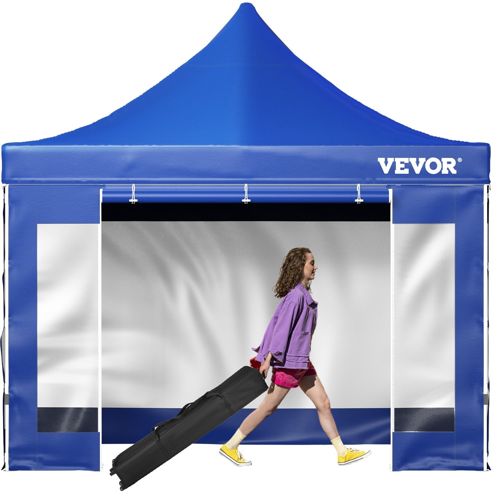 VEVOR 10x10 Pop Up Canopy Tent, Outdoor Canopy with Removable Sidewalls and Wheeled Bag, Instant Portable Shelter, UV-Resistant Waterproof Gazebo Patio Tents for Parties, Camping, Commercial, Blue 