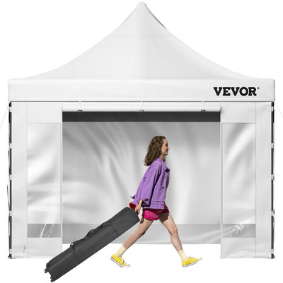VEVOR 10x10 Pop Up Canopy Tent, Outdoor Canopy with Removable Sidewalls and Wheeled Bag, Instant Portable Shelter, UV-Resistant Waterproof Gazebo Patio Tents for Parties, Camping, Commercial, White 