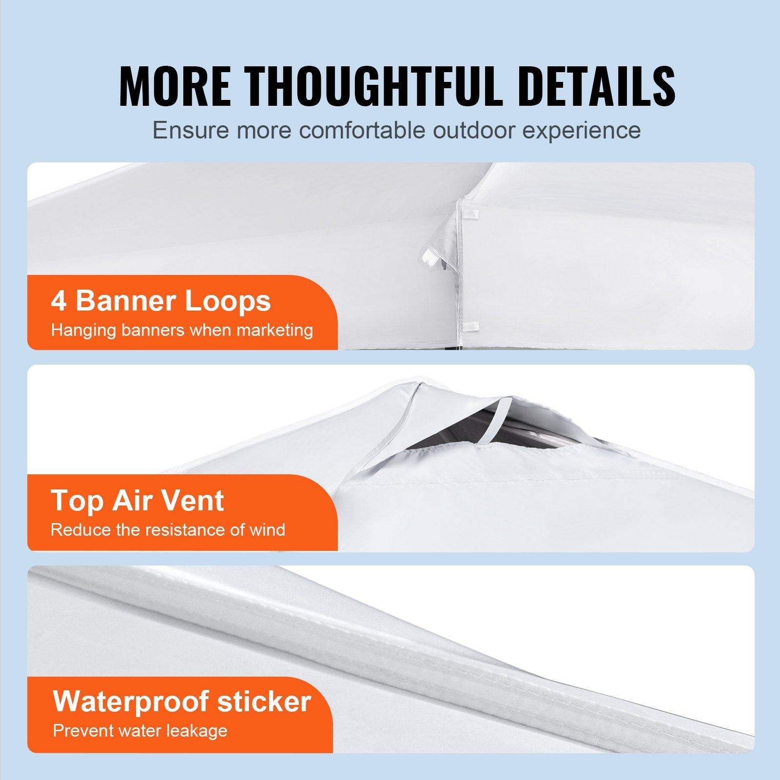 VEVOR Pop Up Canopy Tent, 10 x 10 ft, 250 D PU Silver Coated Tarp, with Portable Roller Bag and 4 Sandbags, Waterproof and Sun Shelter Gazebo for Outdoor Party, Camping, Commercial Events, White 