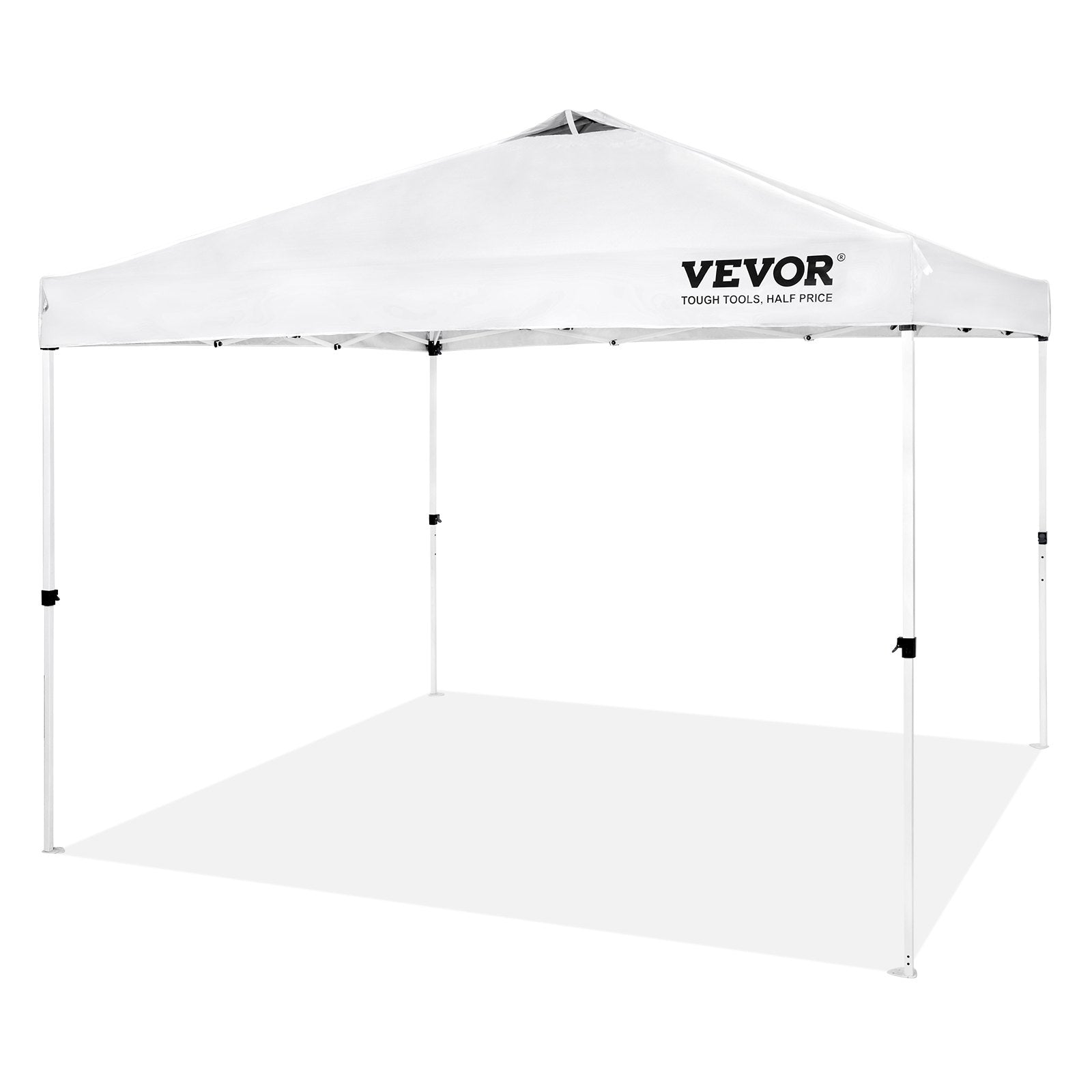 VEVOR Pop Up Canopy Tent, 10 x 10 ft, 250 D PU Silver Coated Tarp, with Portable Roller Bag and 4 Sandbags, Waterproof and Sun Shelter Gazebo for Outdoor Party, Camping, Commercial Events, White 